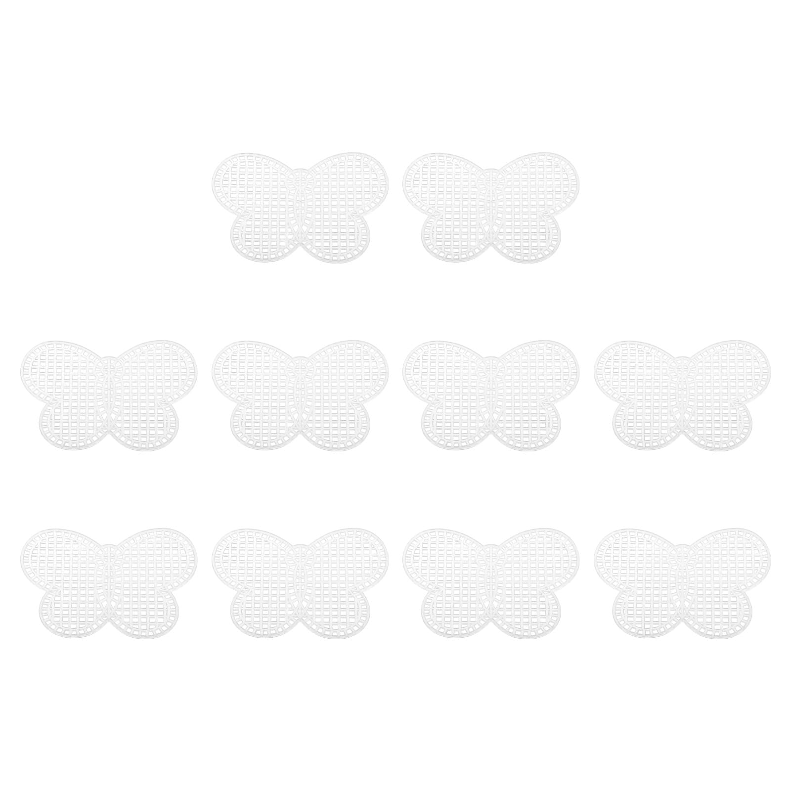 PATIKIL Plastic Mesh Canvas Sheets,10Pcs 3.15inch Cross Needlework Blank Yarn Crafting for Embroidery DIY Bookmarks Cup Mats, White, Butterfly Shape