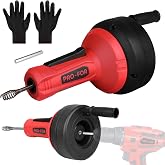 Drain Snake 16.4 Ft, Auto-Feed Drain Auger with Drill Adapter &amp; Gloves | Manual or Drill-Powered Clog Remover | Fits 3/4"&ndash;2" Pipes Sink, Shower, Tub &amp; Kitchen Drain Cleaner High-Carbon Steel Cable