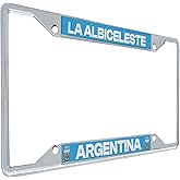 Desert Cactus Argentine Football Association Car Accessories AFA Argentina Albiceleste Soccer Metal License Plate Frame and Tag Holder for Front or Rear of Vehicle (Frame - Design C)