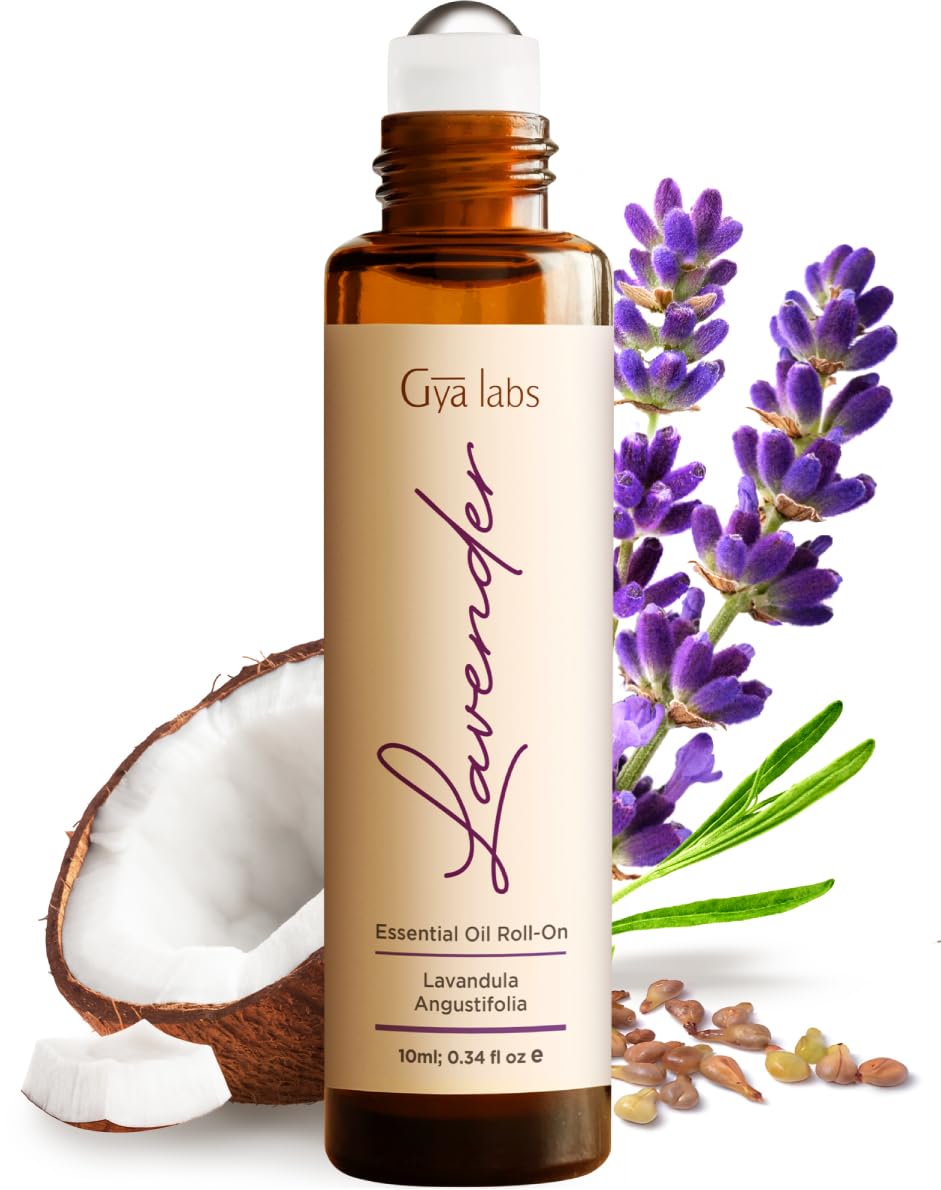 Gya Labs Lavender Essential Oil Roll on - 100% Pure Natural Lavender Perfume Oil for Skin - Relaxing Gifts for Women, Travel Size, Alcohol Free (10ml)