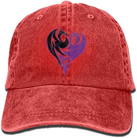 Uanqunan Mal Dragon Heart Unisex Cotton Denim Baseball Cap Adjustable Strap Low Profile Plain Hats Red