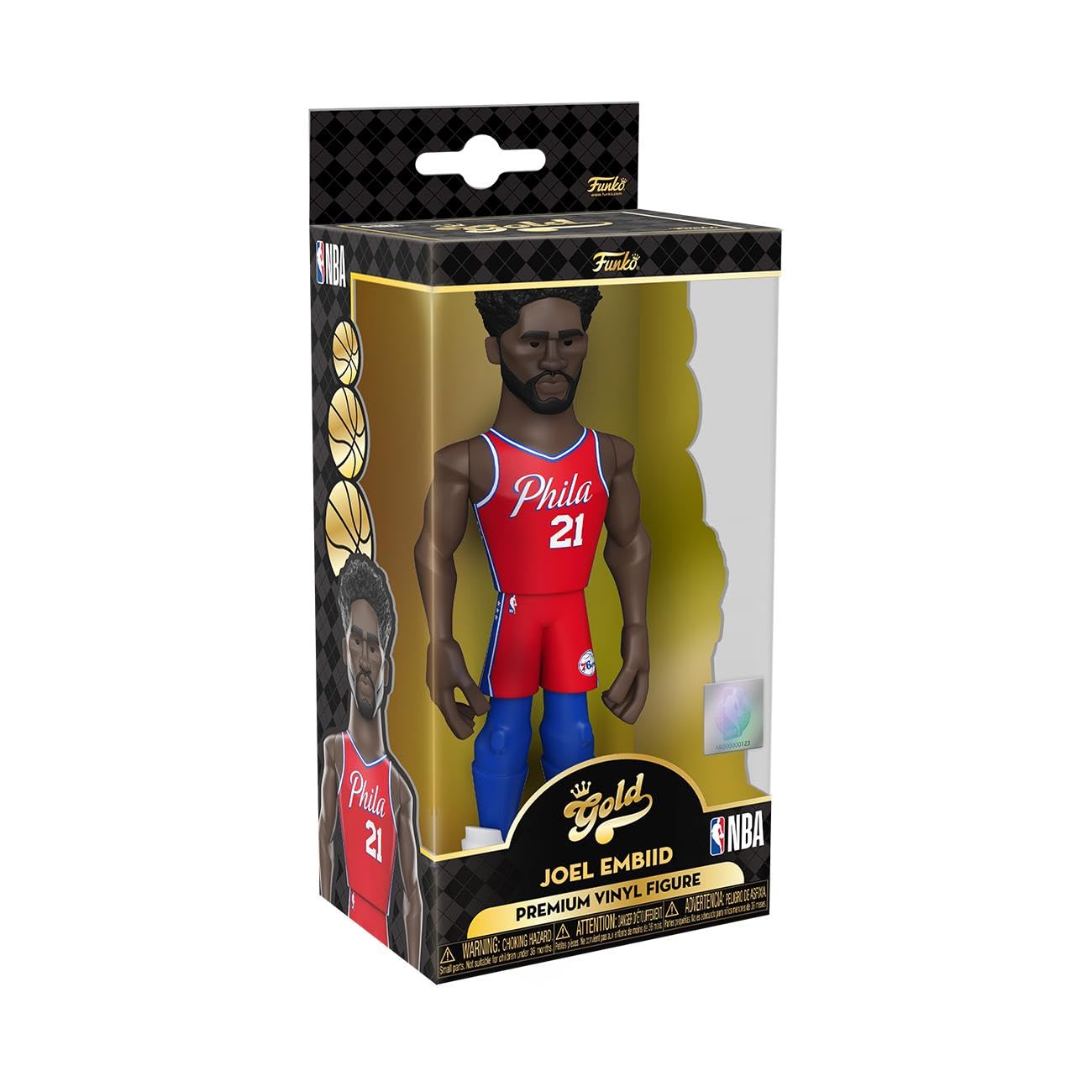 Funko Gold 5" NBA: Sixers-Joel Embiid - (CE'21) - 1/6 Odds for Rare Chase Variant - Collectable Vinyl Action Figure - Birthday Gift Idea - Official Merchandise - Ideal Toy for Sports Fans
