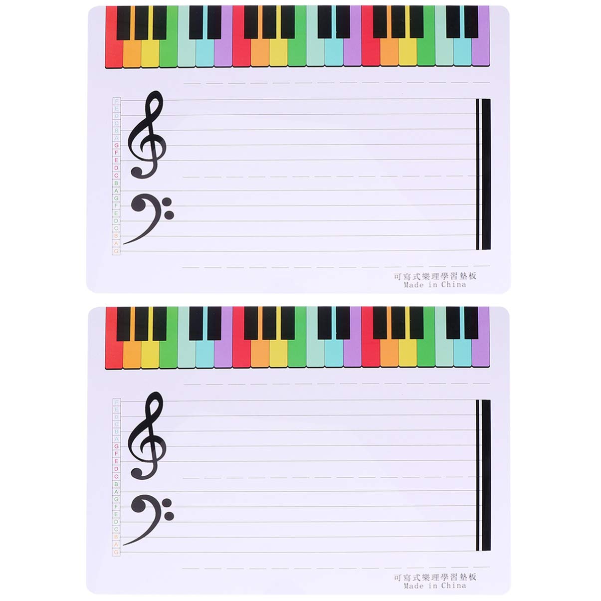 2Pcs Erasable Music Staff White Board, Magnetic Dry Erase Board for Teaching Practice, Portable Writing Board for Musical Notes, Home and Classroom Use, 11.2 X 8.3 Inches, White
