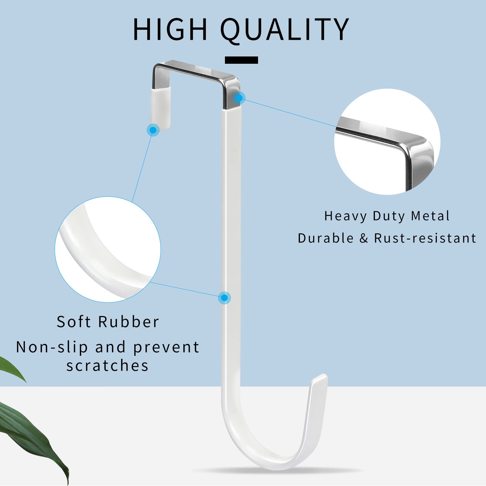 FYY Over The Door Hooks, 6 Pack Upgraded Long Door