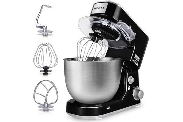 Stand Mixer, CUSIMAX Dough Mixer Tilt-Head Electric Mixer with 5-Quart Stainless Steel Bowl, Dough Hook, Mixing Beater and Wh