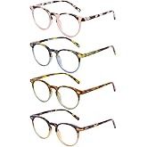 DOOViC 4 Pack Blue Light Blocking Reading Glasses for Women Contrast Color Design Stylish Readers 3.50 Strength