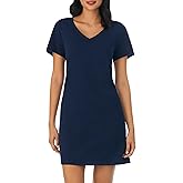 Nautica Womens Sleep Shirt Dress - Cotton Knit Jersey V-Neck Pajama Top - Lightweight & Breathable Sleepwear Loungewear