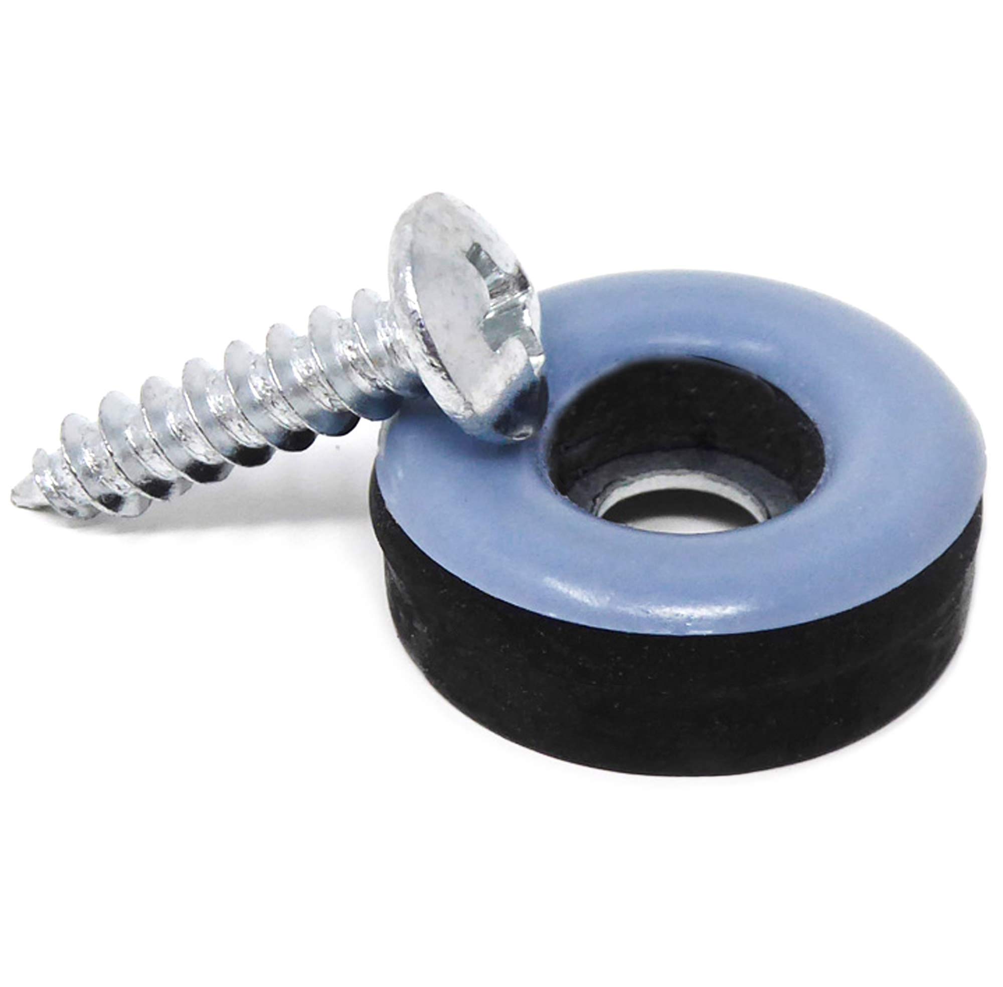 Adsamm® / 32 x PTFE Sliders with screws | Ø 0,75'' (Ø 19 mm) | grey-blue | round | Premium quality furniture sliders with screw by Adsamm®