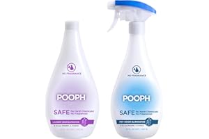 Pooph Pet Odor Eliminator & Pooph Laundry Additive - 2-32oz Bottles - Dismantles Odors on a Molecular Basis, Dogs, Cats, Freshener, Eliminator, Urine, Poop, Pee, Deodorizer, Puppy, Fresh, Clean