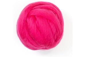 Kondoos Colored Natural Wool roving, 8 OZ. Best Wool for Needle Felting, Wet Felting, handcrafts and Spinning. (Fuchsia)