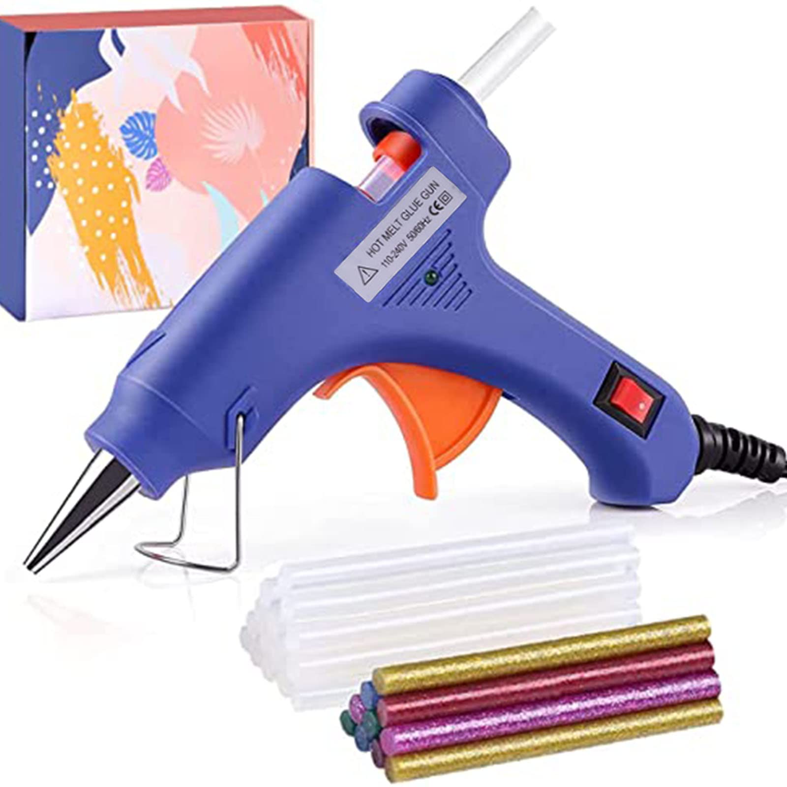 ホットグルーガン、TOPINDミニサイズホットメルトグルーガンキット、30個のグルースティックのり、小型、DIY、クラフト、ホームのクイック修理（20W）