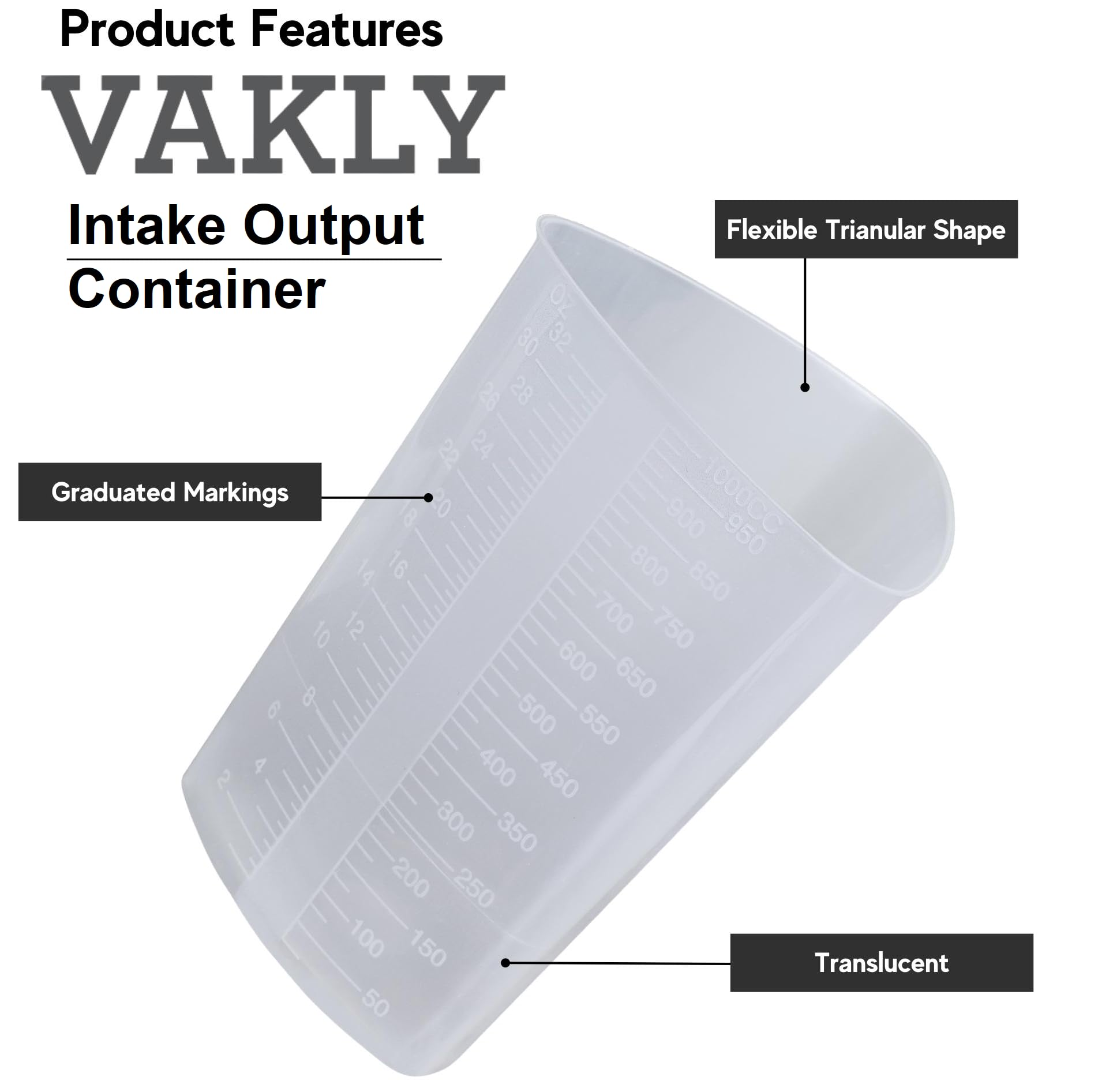 Mua Plastic Graduated Triangular Intake Output Container [5 Pack] 32 ...