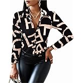 Blouses for Women Dressy Casual Colorful Long Sleeve Shirt Floral Print Tops Loose Collar Sexy T-Shirts Fashion 2023
