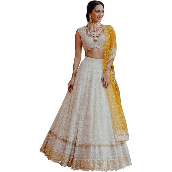 Amazon.com: Ethnovog Ready To Wear Grey Embroidered Net N Brown Lehenga  Set, Net, Natural Waist, Full Sleeve, Close neck, Band with elastic, Grey