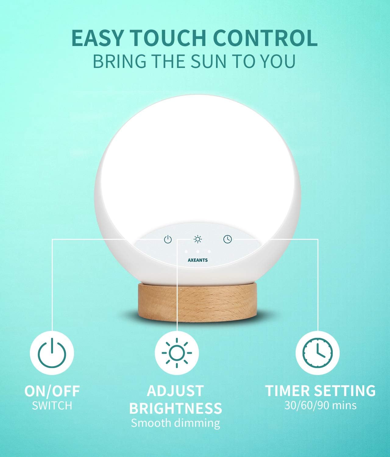 Light Therapy Lamp 10000 Lux Happy Natural Light UV-Free Touch Control with Stepless Brightness Dimming Timmer Function: Health & Personal Care