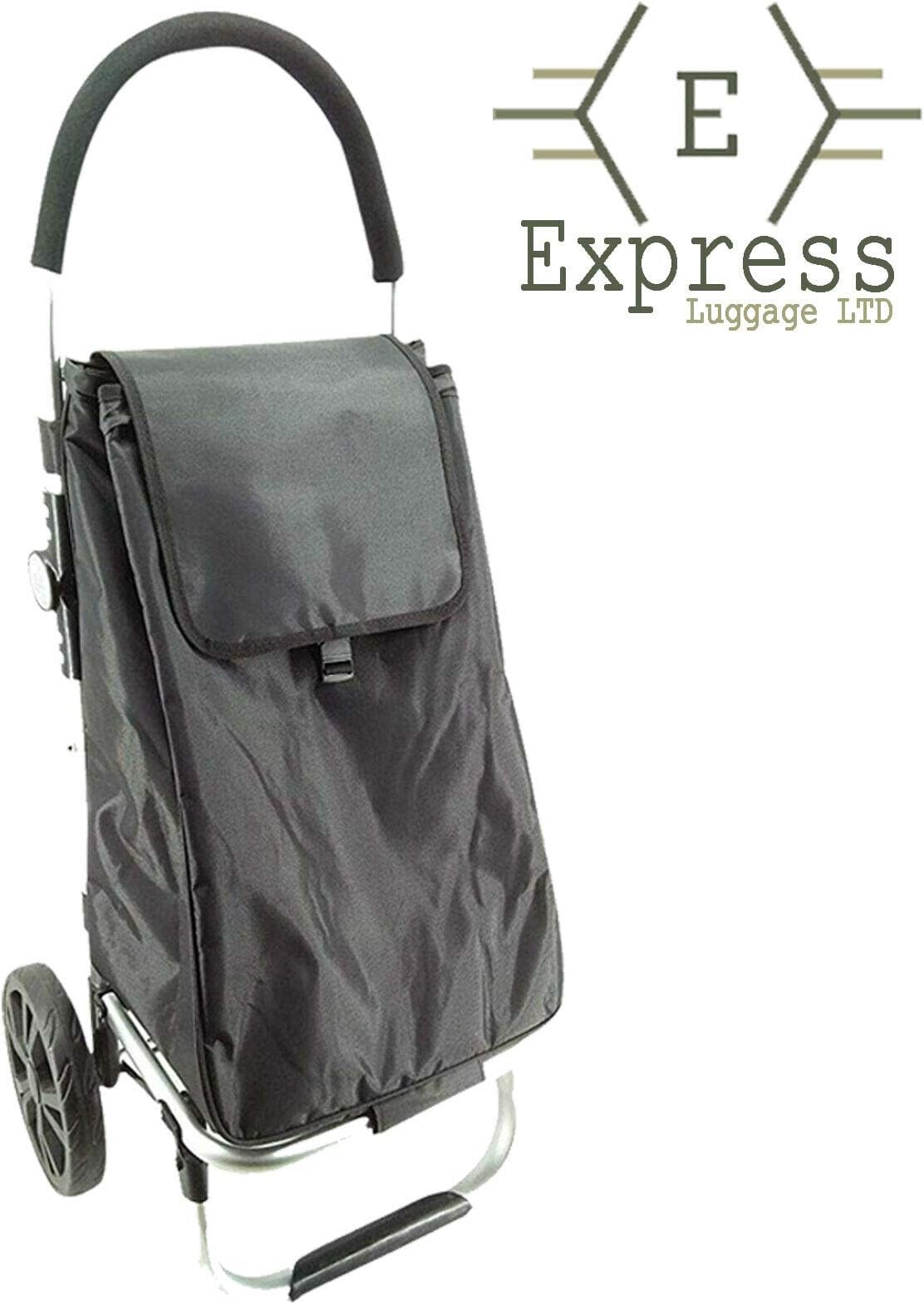 2 Wheel Shopping Trolley Cart Bag Strong Weelie Bags Organizer Casual Storage Pull Along Wheeled Bags (Black ST66)
