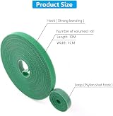 URAQT Fastening Tape Hook and Loop Cable Ties 10mm x 10m Green view 2