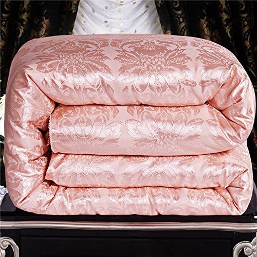 NS Luxury 100% Mulberry Silk Filled Comforter Silk Comforter Silk Duvet Silk Quilt Doona(87x95inches) Bedspread Coverlet Blanket for All Seasons Use(Queen, Pink)