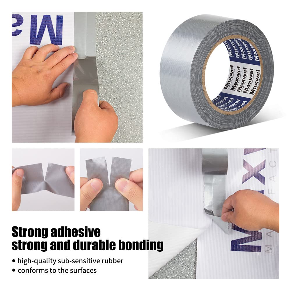 Duct Tape Heavy Duty Waterproof - 1.88 in 35 Yards Tearable Silver Duct Tape No Residue Strong Adhesive for Home Repair Use,Carpet Binding,Bundles