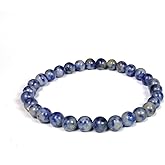 Reiki Crystal Products Sodalite Bracelet 6 mm Round Bead Reiki Healing Crystal Bracelet for Unisex (Color : Blue)