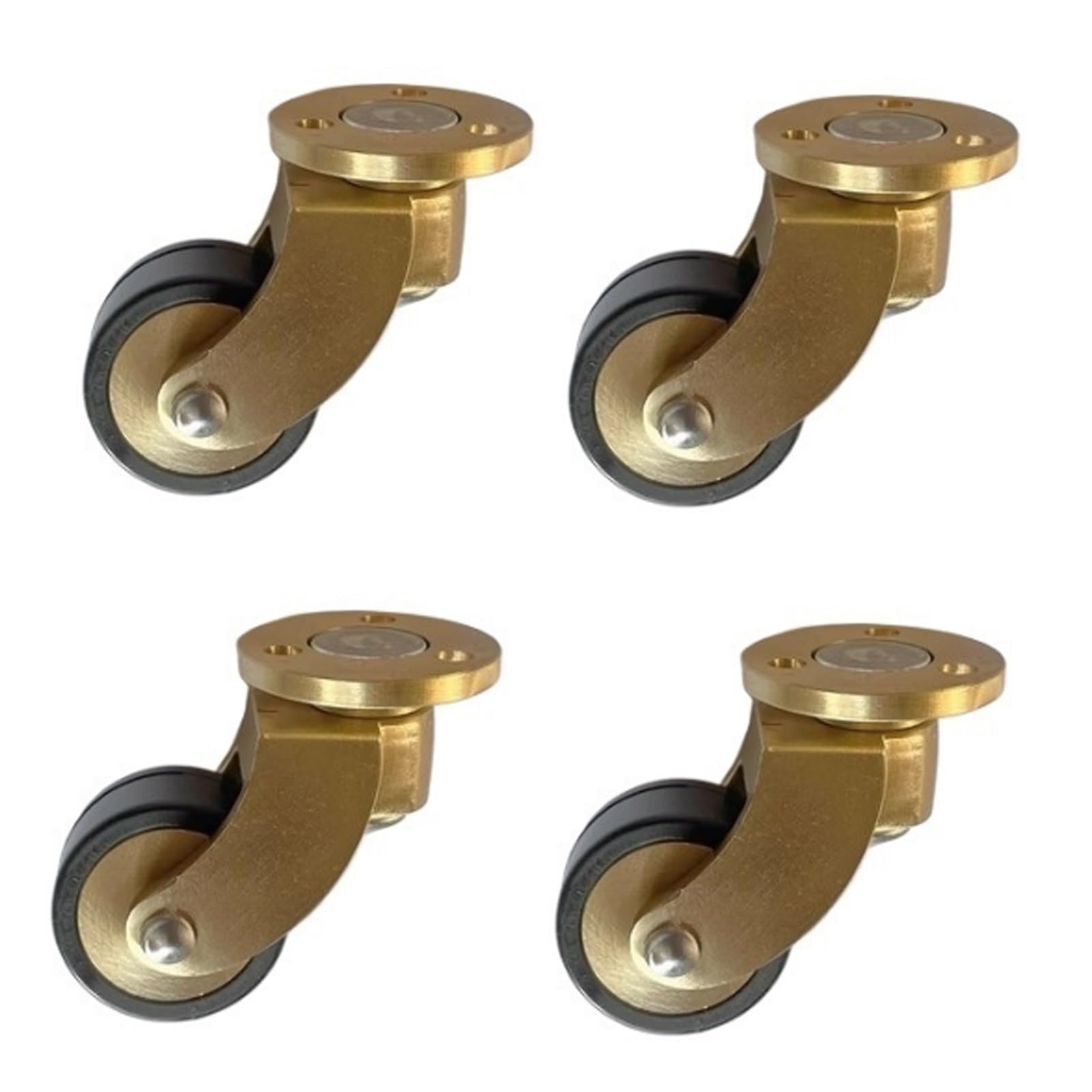 4 Pcs Casters 25mm Solid Brass Wheel, 360° Rodless Swivel, Moving Wheels, 1inch Rubber Castors for Furniture, Round Piece Type, Load 150kg, with 12 Screws (Color : JiaoLun, Size : High)