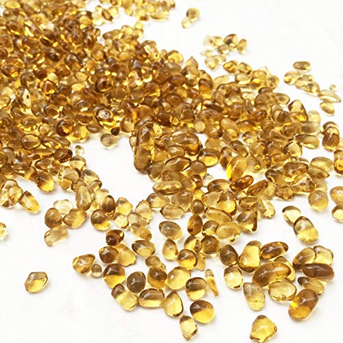 XIZHI 1 Pound Gorgeous Aquarium Decorated Natural Rock Gravel Sand for Fish Turtle Tank Landscape Bottom or Potted Plants Decoration Garden Decoration Pebbles (Amber)