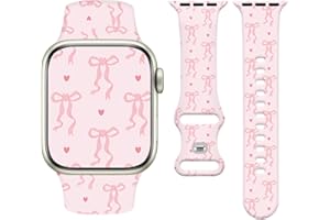 Watbro Cute Watch Band Compatible with Apple Watch Pink Bowknot Leopard Strap for Women Girls, Soft Silicone Compatible with 