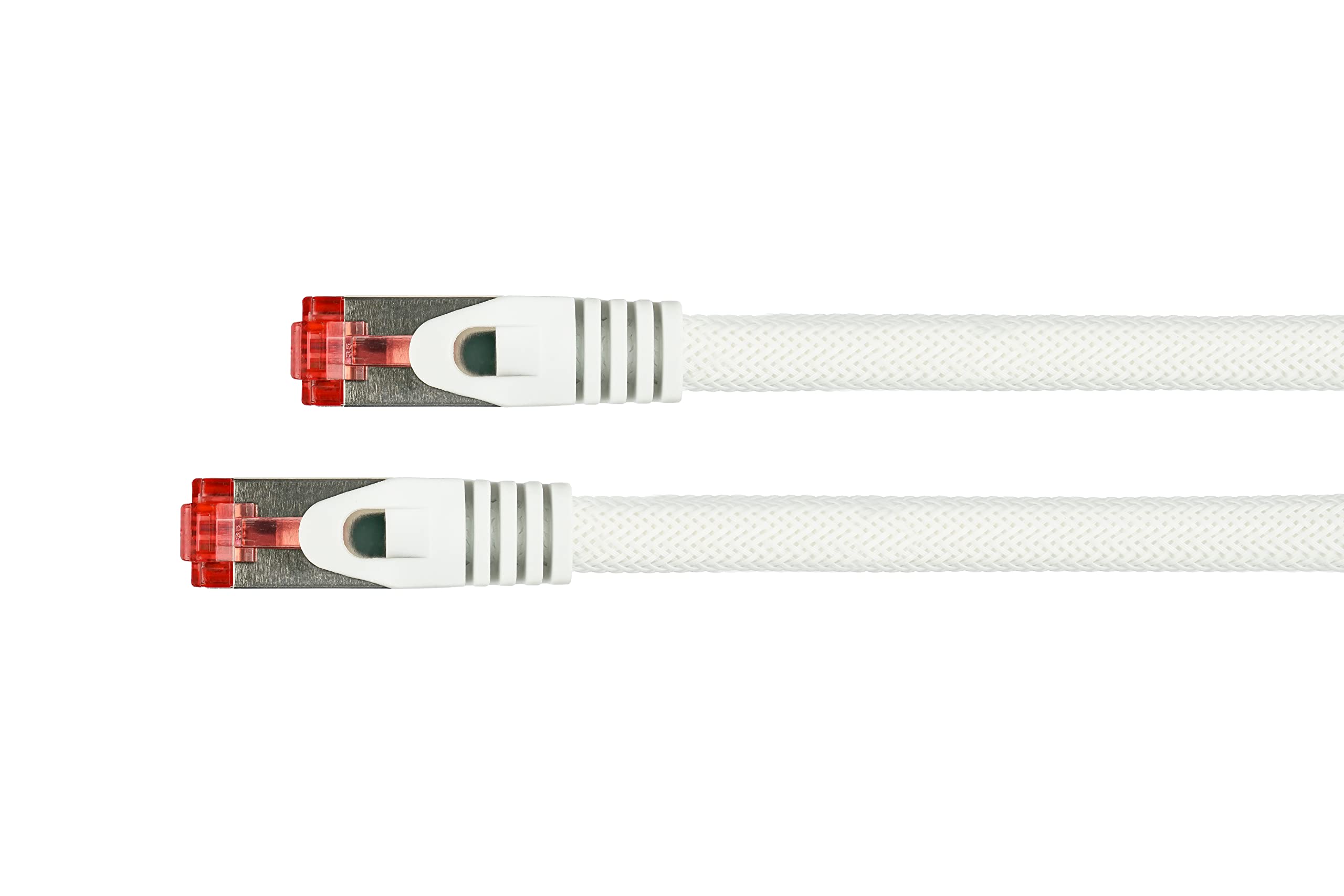 Python Series Ethernet LAN Patch Cable with RNS latch protection and Nylon Mesh white White 1 m