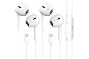 NVNCEIW 2 Pack-USB C Headphones for iPhone 17/16/15, Type C Earbuds Wired Earbuds with Microphone & Remote Control Noise Cancelling Earphones, Compatible with iPhone 17/16/15 Pro Max, iPad, Most USB C Jack