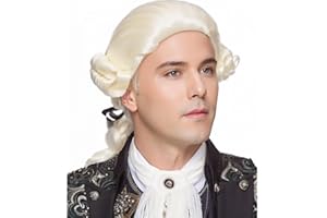 AIRHOSTESS Judge Colonial Wig, Long Wave Wig for Women and Men, Halloween Costume, Anime Cosplay (Beige)