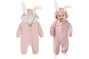 AGQT Babys Bunny Costume One Piece 3D Rabbit Ear Easter Halloween Costume Size 0-24 Months