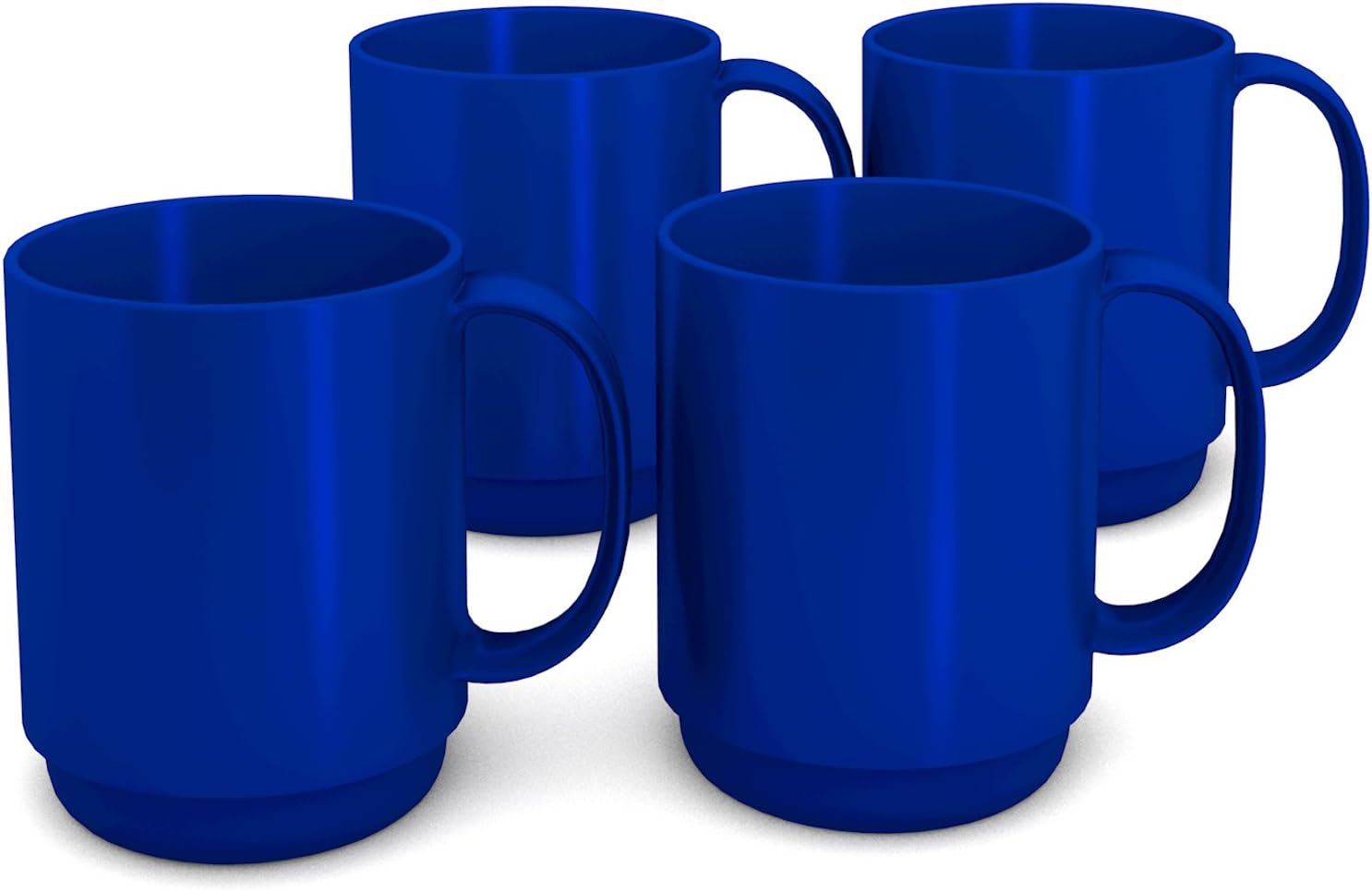 Ornamin Set of 4 Mugs with Handle 300 ml Blue (Model 510) / stable coffee mug made of plastic, coffee cup, reusable cup, tea cup