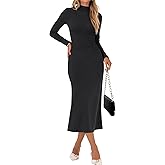 ANRABESS Women Long Sleeve Bodycon Dress Fall 2025 Mock Neck Formal Elegant Party Wedding Guest Cocktail Long Maxi Dresses