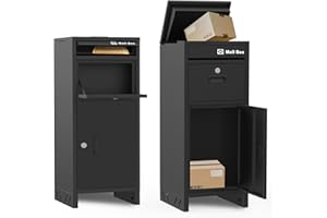 OZG Package Delivery Box for Outdoor, 15.7" L*15.7" W*37.8" H, Parcel Drop Box with 1.2mm Heavy-Duty Steel, Waterproof, Anti-Theft Design, For Outside of Home/Shop/Office (Black)