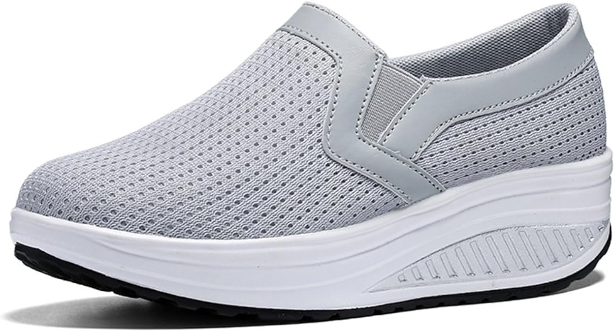 L LOUBIT Women Wedge Shoes Breathable Mesh Sneakers Slip On Comfort