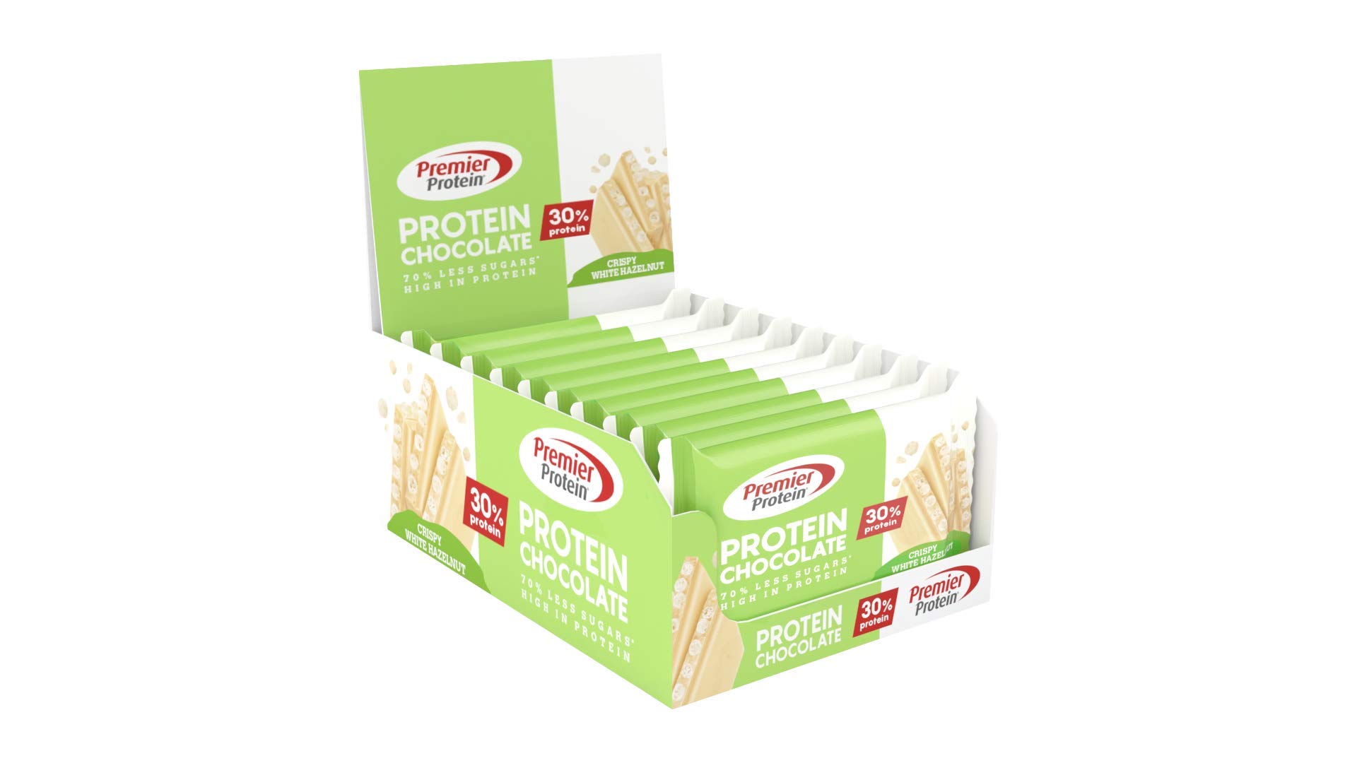 "Premier Protein Chocolate White Hazelnut 20x40g - High Protein Low Sugar Chocolate"