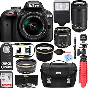 Nikon D3400 DSLR Camera + AF-P DX 18-55mm +70-300mm NIKKOR Zoom Lens Bundle Kit