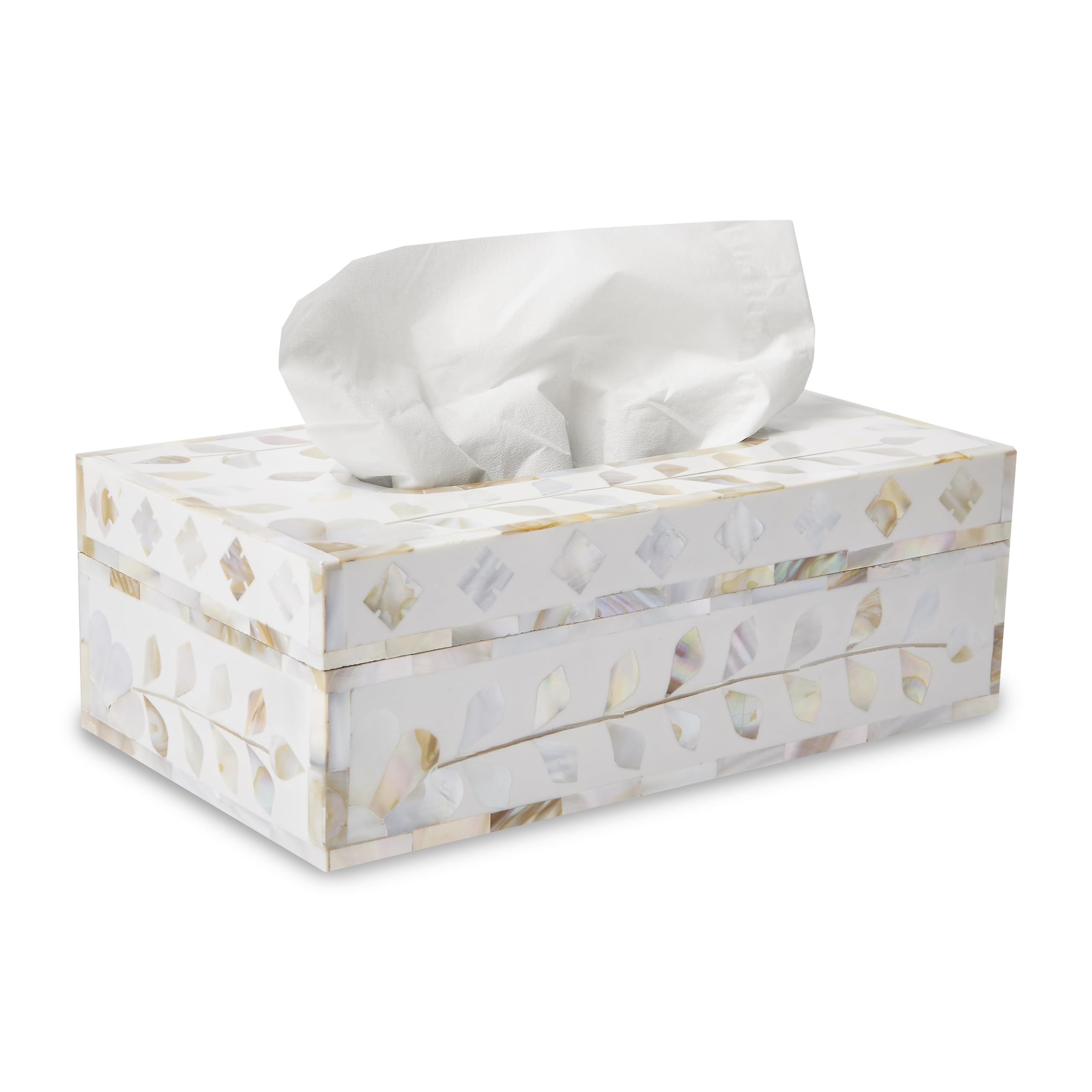 Handmade Mother of Pearl Tissue Box Holder - Easy to refill - Can be placed anywhere - Perfect as a gift - Bring style to any room decor - Standout tissue box holder