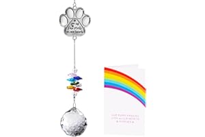 PREKIAR Dog Memorial Suncatcher Pet Memorial Gifts Sympathy Gift for Loss Dog Paw Print Crystal Sun Catcher Rainbow Bridge Rainbow Maker Suncatcher Window Prisms Hanging (Paw Print-1.57" Crystal)