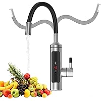 Electric Water Heater Faucet, 110V Tankless Heating Faucet Hot Water Heater Faucet, Fast Heating Tap Water Faucet with LED Di