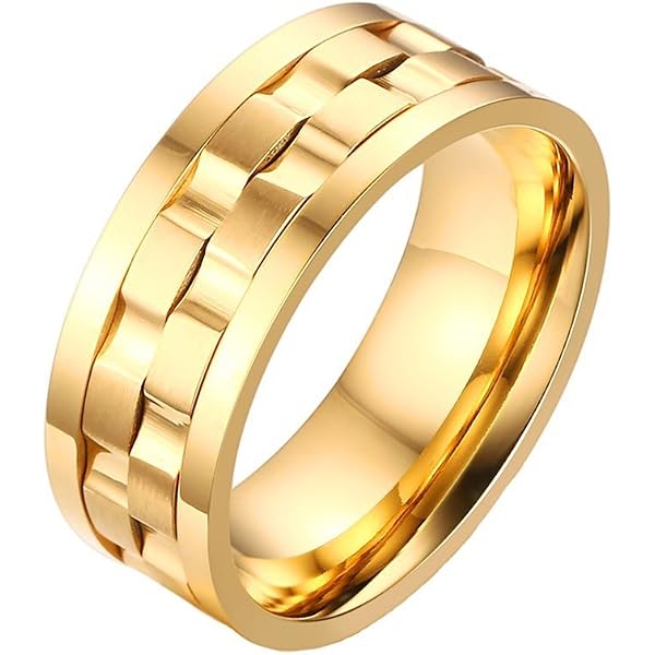 JAJAFOOK 8mm Stainless Steel Spinner Ring - Unisex Brushed Matte Silver Gear Design, Wedding Band, Size 6-9 - View #5