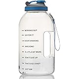 HOTFUN 1 Gallon Water Bottle, BPA Free 128oz Large Water Bottle Hydration with Motivational Time Marker Reminder Leak-Proof D