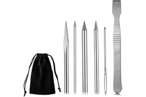 KALIONE 6 Pieces Paracord Stitching Set, Stainless Steel Paracord Accessories, Stitching, Smoothing Tool, Needle, Lacing for Laces Strings, Leather Weaving and Paracord Bracelet