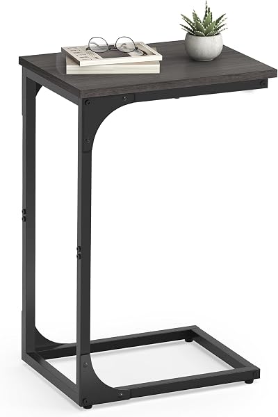 VASAGLE C-Shaped Side Table 30x40x62 cm Oak Black LET350B42