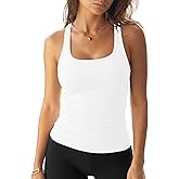 Darong Womens Padded Double Lined Racerback Tank Top Scoop Neck Basic Slim Fit 2026 Summer Camisole Sleeveless Workout Shirts