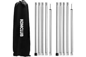 KOMCLUB Adjustable Tent Poles Telescoping Tarp Poles Camping Stainless Steel Lightweight Tarp Poles for Sun Sails Canopy Awning Shelter Bac