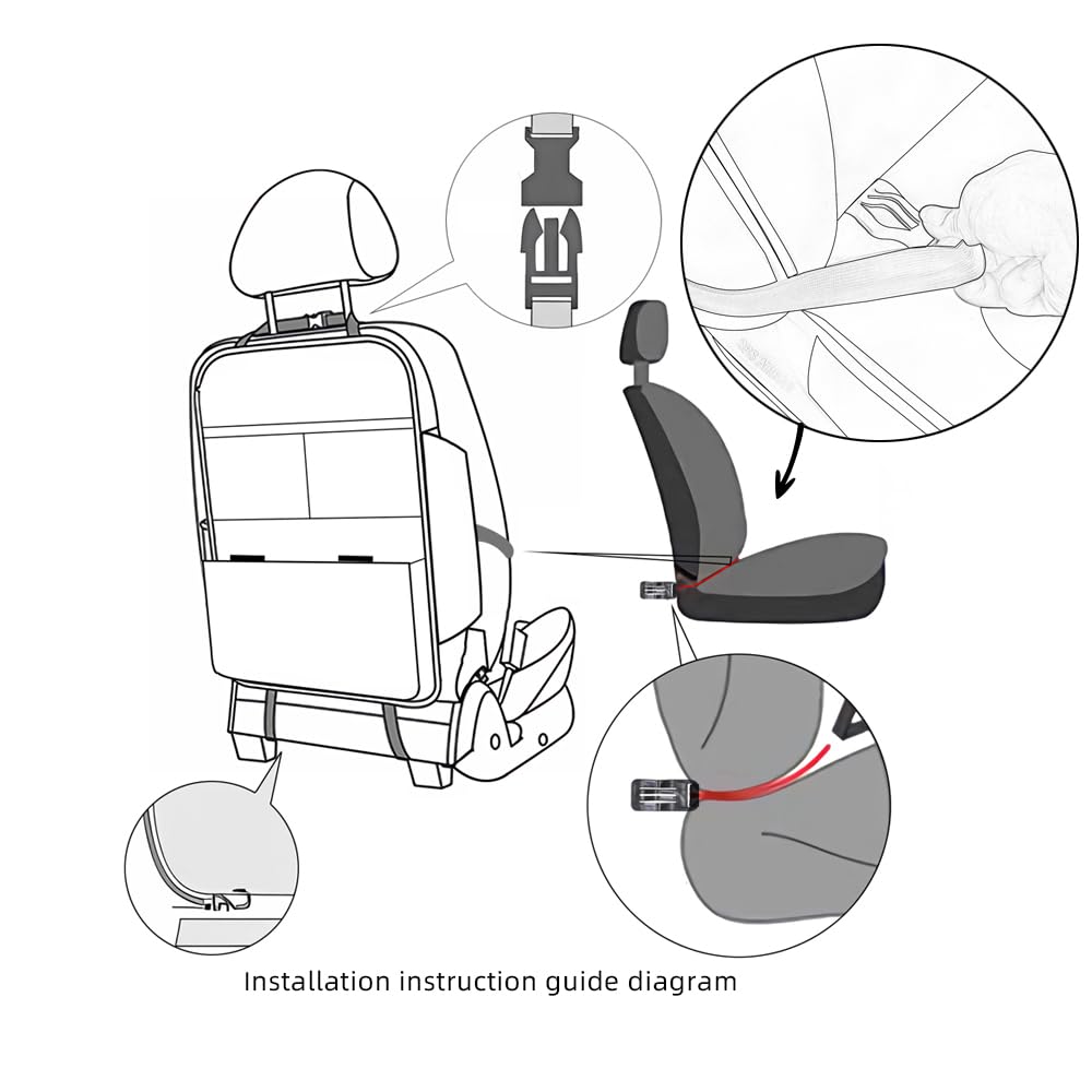 Seat Back Protector + Large Capacity Pocket Storage Organizer,Preventing the Impact of Children Stepping on the Seat Backrest (Black)