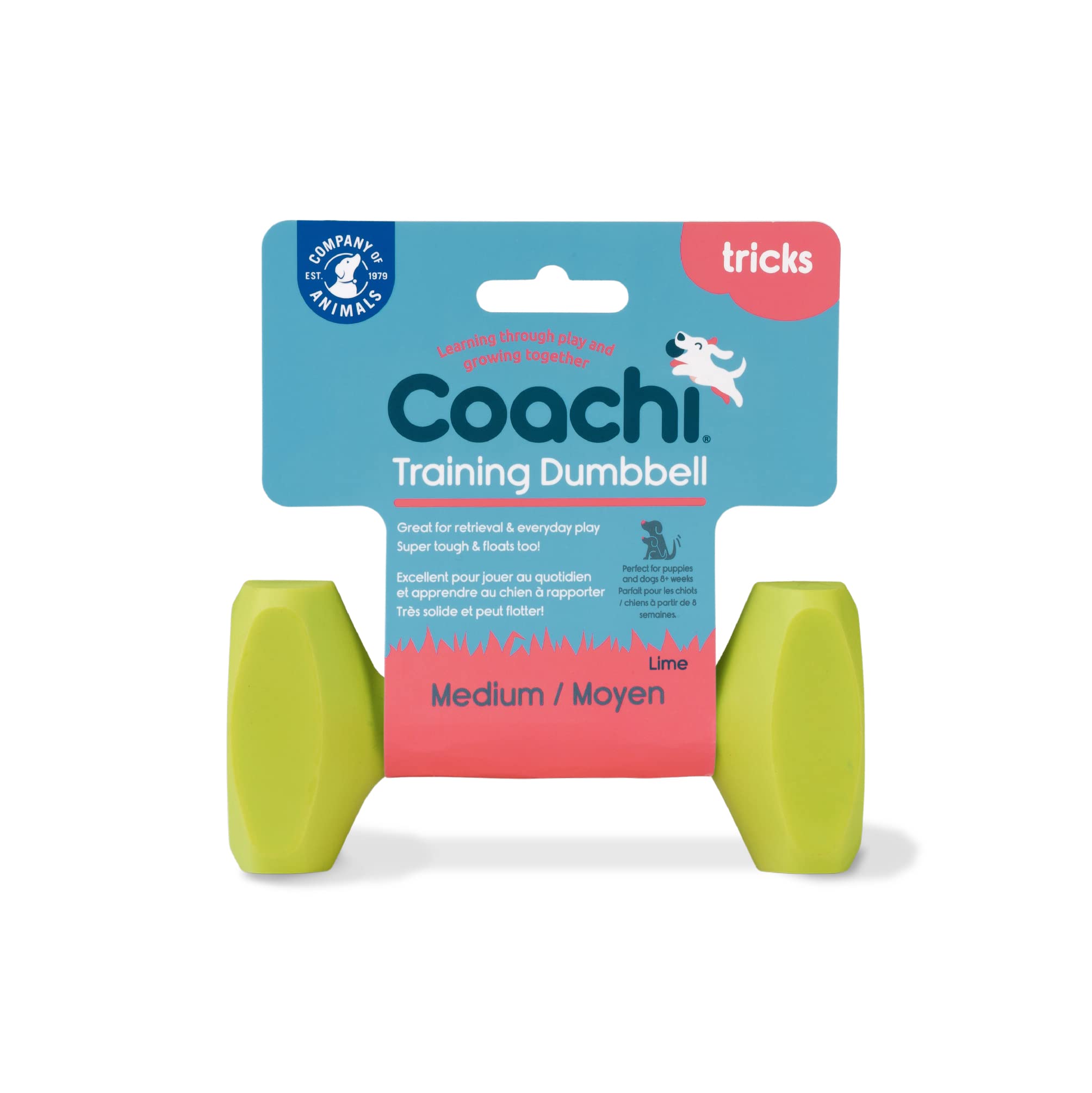 Coachi Training Dumbbell, Floats, Long Distance Throwing, Classic Retrieval Toy, Gundog and Puppy Training. Dog Accessory, Super Tough & Strong, Suitable for Medium Dogs and Puppies (Size Medium) — image 1