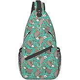 Biunnru Possums Sling Daypacks Crossbody Backpack Chest Bag Lightweight Shoulder Bag Travel Hiking Cycling For Men Women