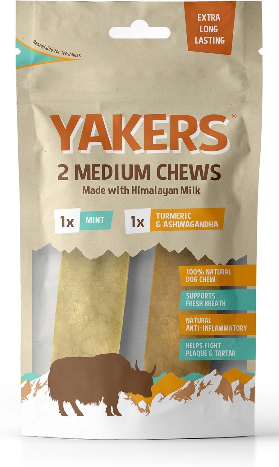 Yakers Mint Flavour & Tumeric Yak Milk 2 pack for dogs